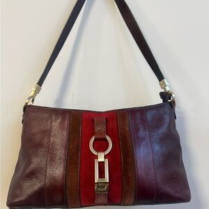 Etienne Aigner Burgundy and Red Leather Shoulder Bag